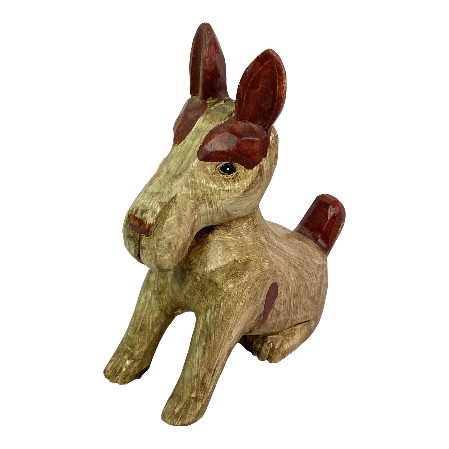 Hand Carved Wood Schnauzer Dog Sculpture