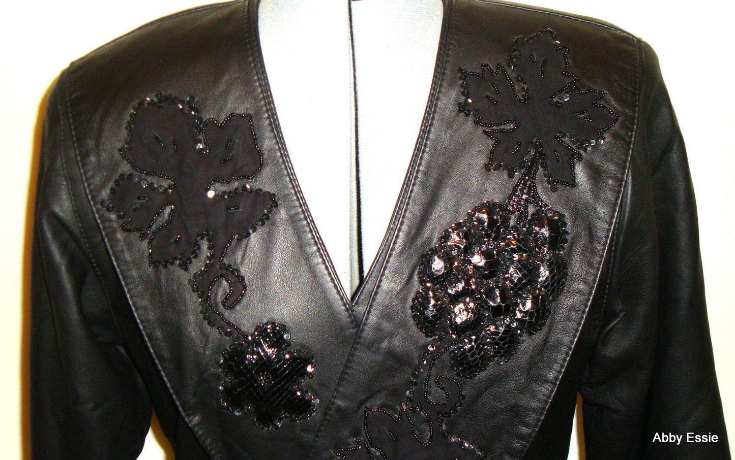 Vintage Black Leather Suede Sequin Dress Diane’s Fur & Fashions