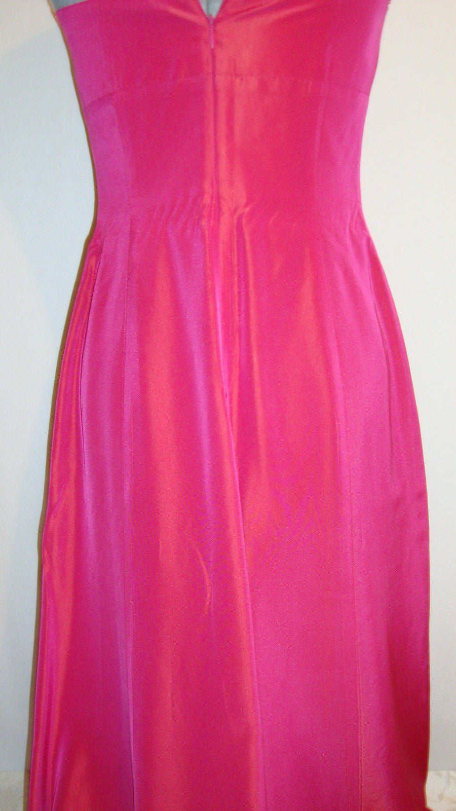 Laundry Beaded Pink Fuschia Irridescent Satin Bustier Gown Dress Medium 8 Abby Essie