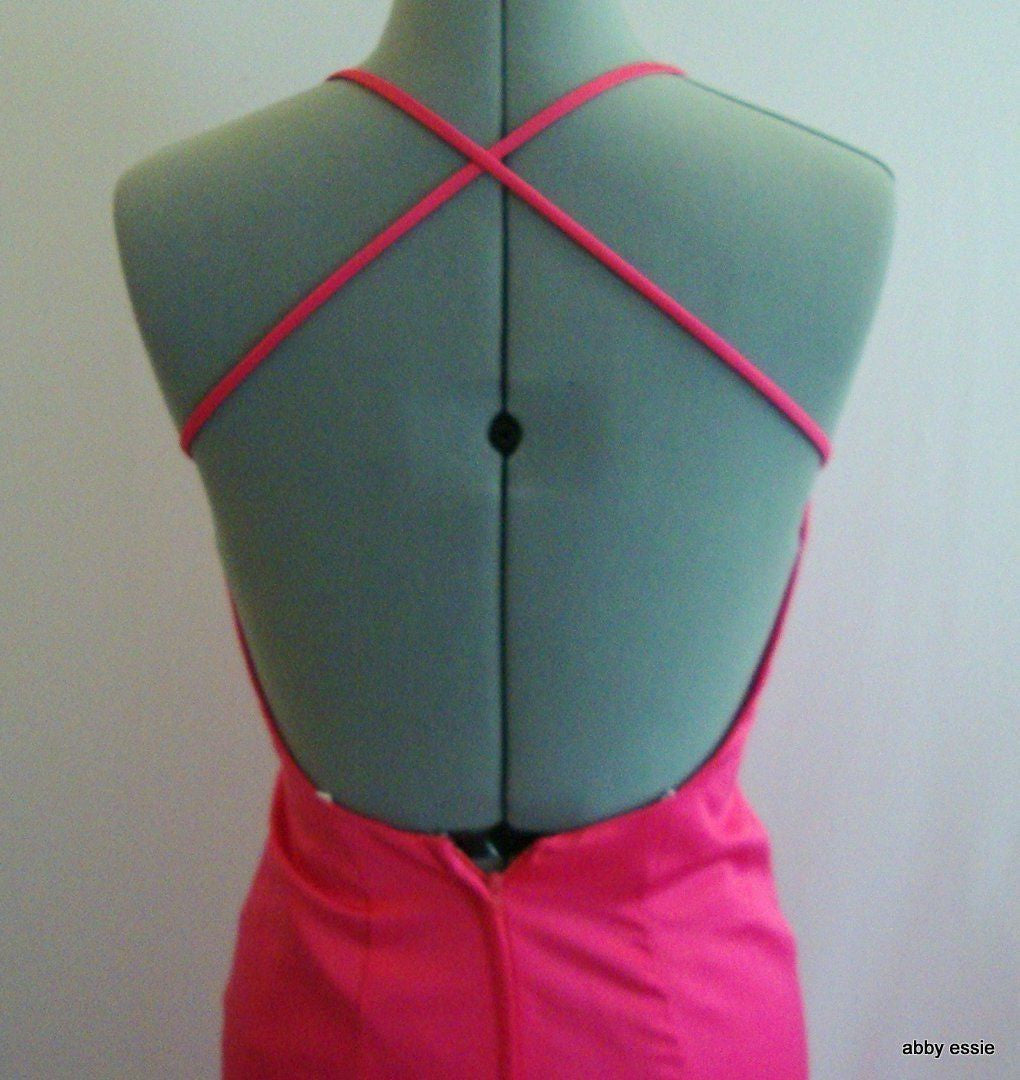 FAVIANA Fuschia Hot Pink Satin Bustier Chiffon Ruffle Formal Pageant Abby Essie