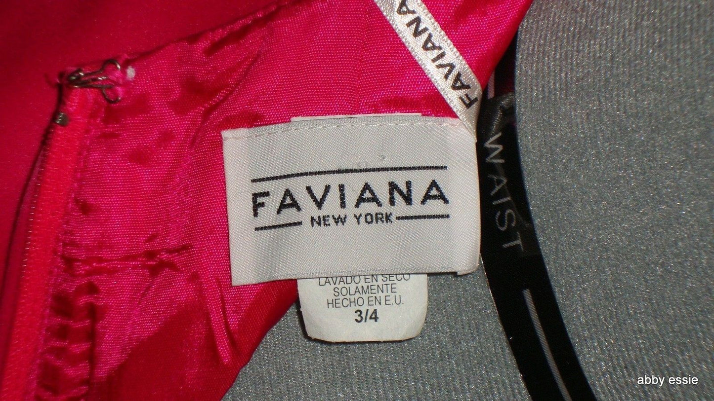 FAVIANA Fuschia Hot Pink Satin Bustier Chiffon Ruffle Formal Pageant Abby Essie