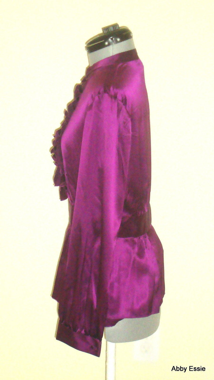 Moda International Purple Silk Ruffle Victorian French Blouse Abby Essie