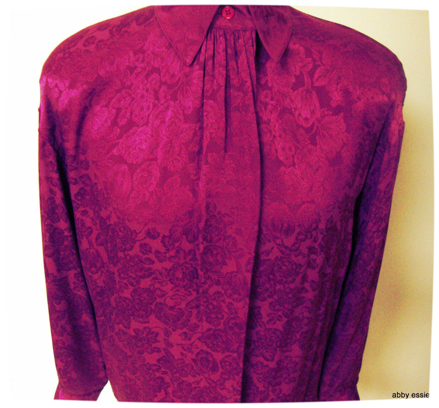 Vintage Violet Purple Embossed Silk Blouse