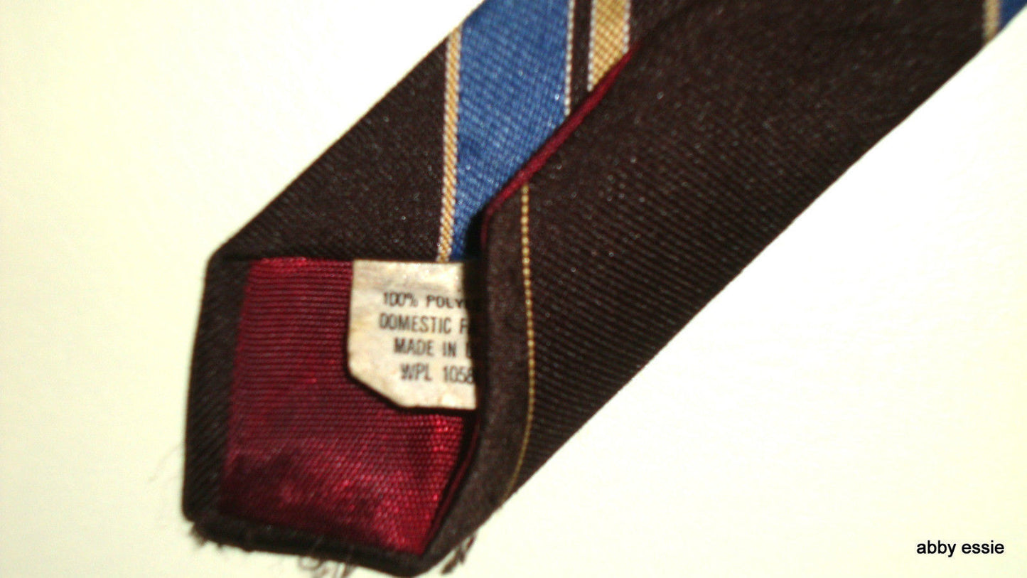 Vintage Ketch - Dark Brown Tie W/ Blue & Yellow Stripes Abby Essie