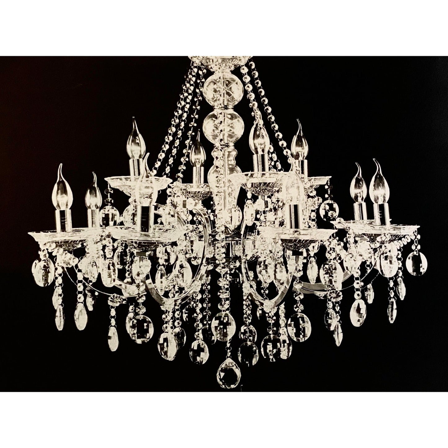 Modern Black White Chandelier Print
