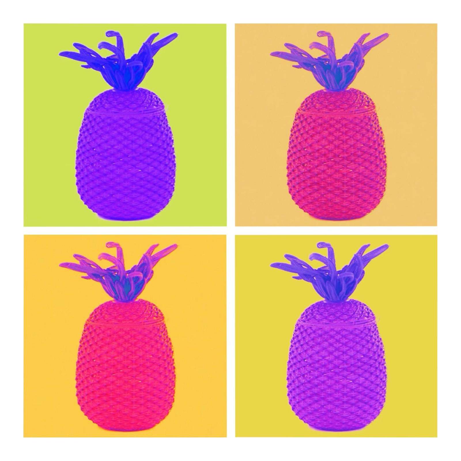 Modern Pink and Purple Pineapples Quad Print ABBY ESSIE STUDIOS