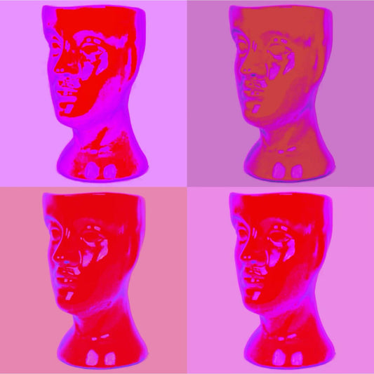 Modern Red Pink Head Digital Painting Print ABBY ESSIE STUDIOS
