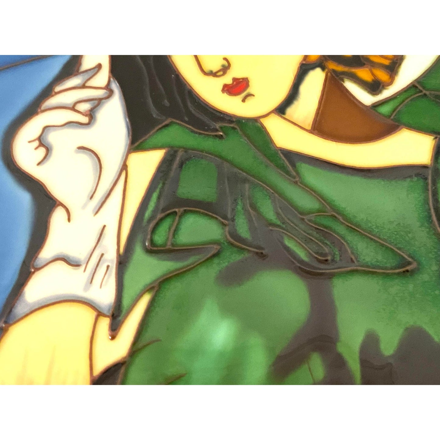Modern Retro Green Dress Stained Glass Painting