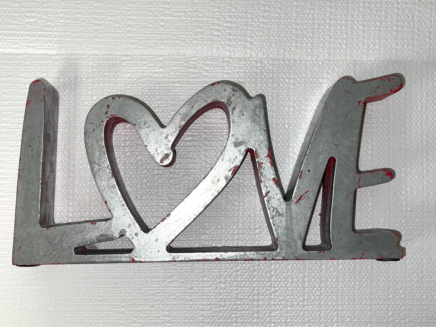 Modern Silver Red Love Table Sculpture