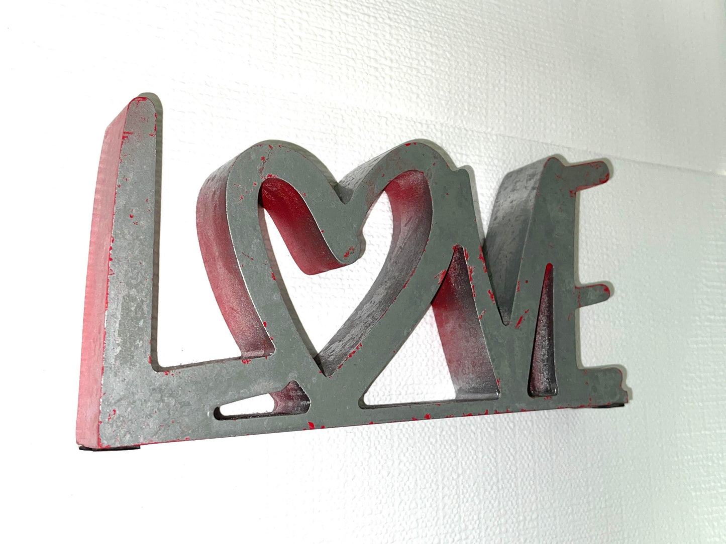 Modern Silver Red Love Table Sculpture