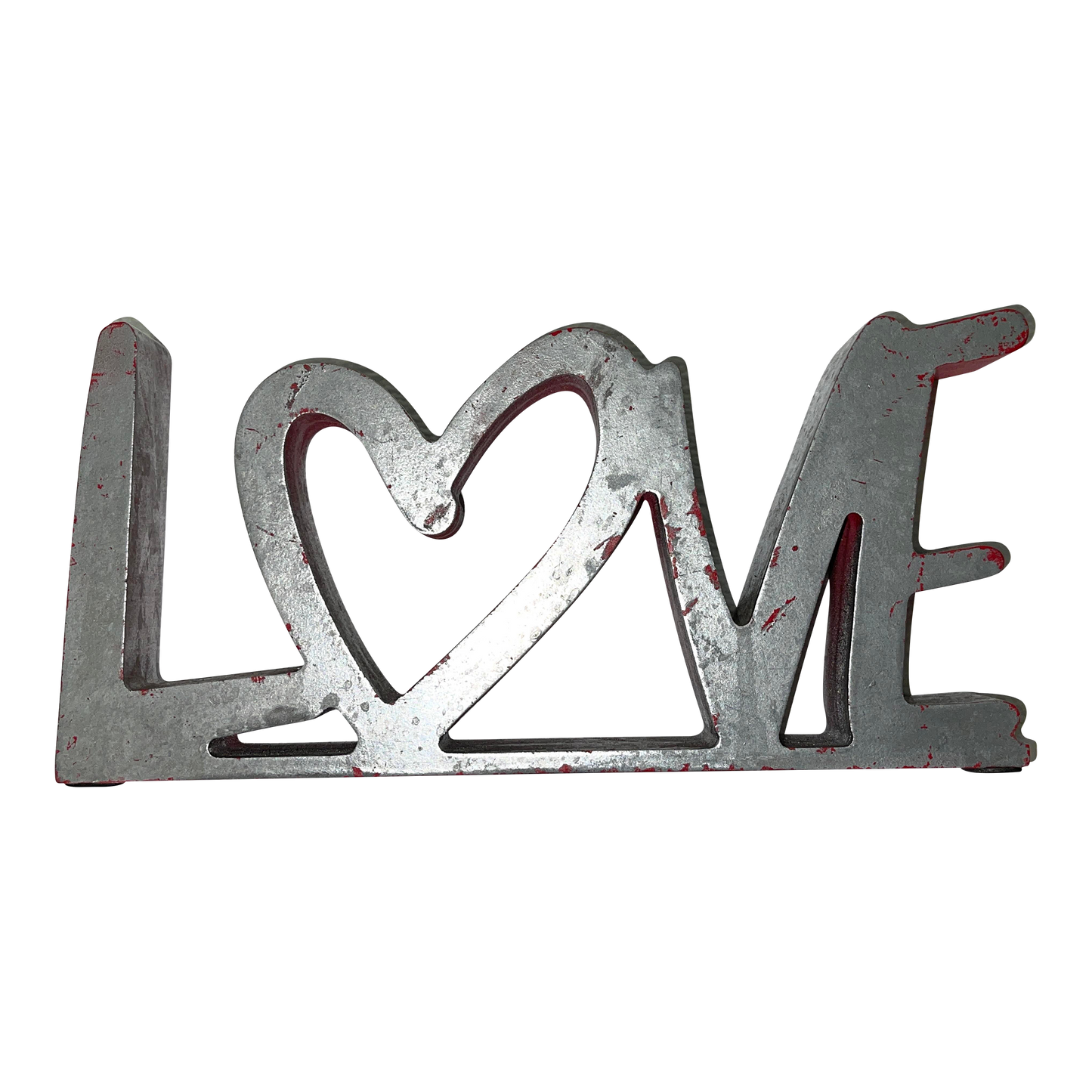 Modern Silver Red Love Table Sculpture