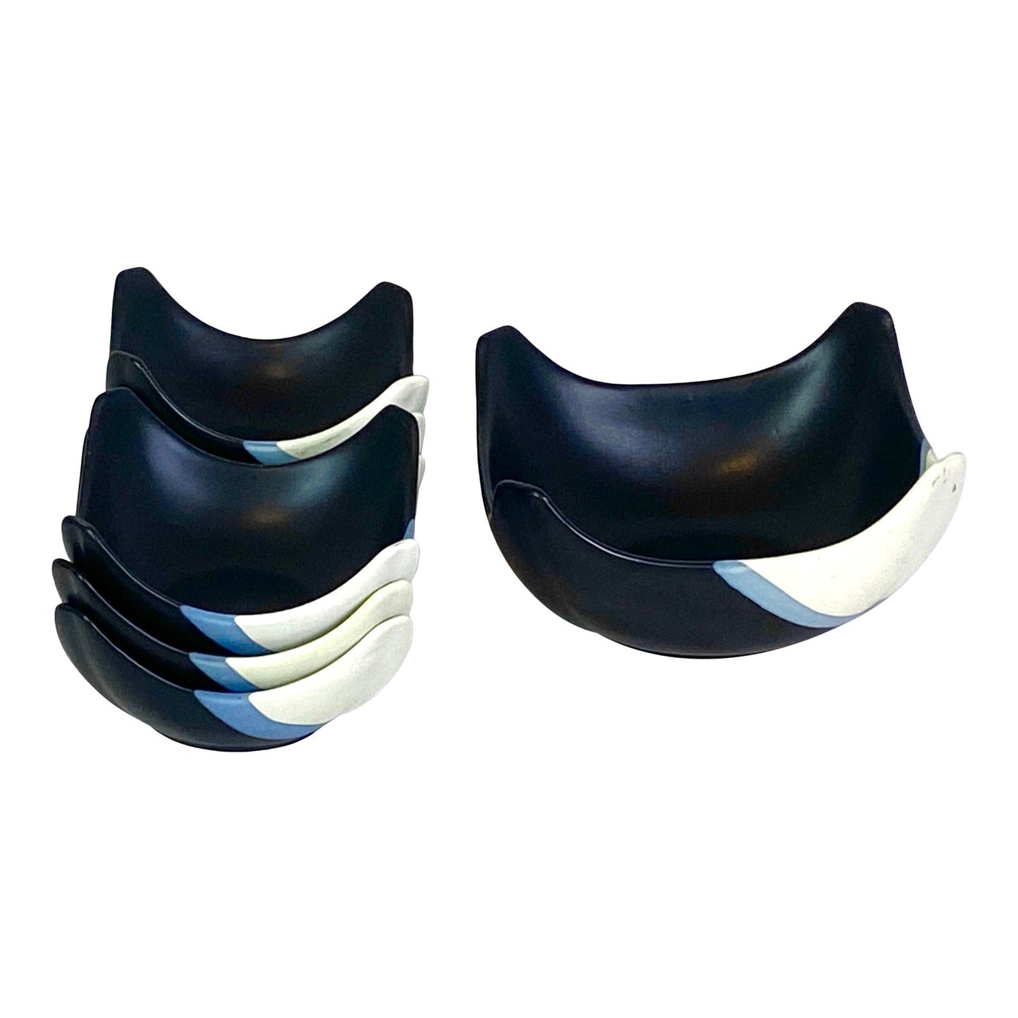 Modern Square Black Gray Blue Bowl Set