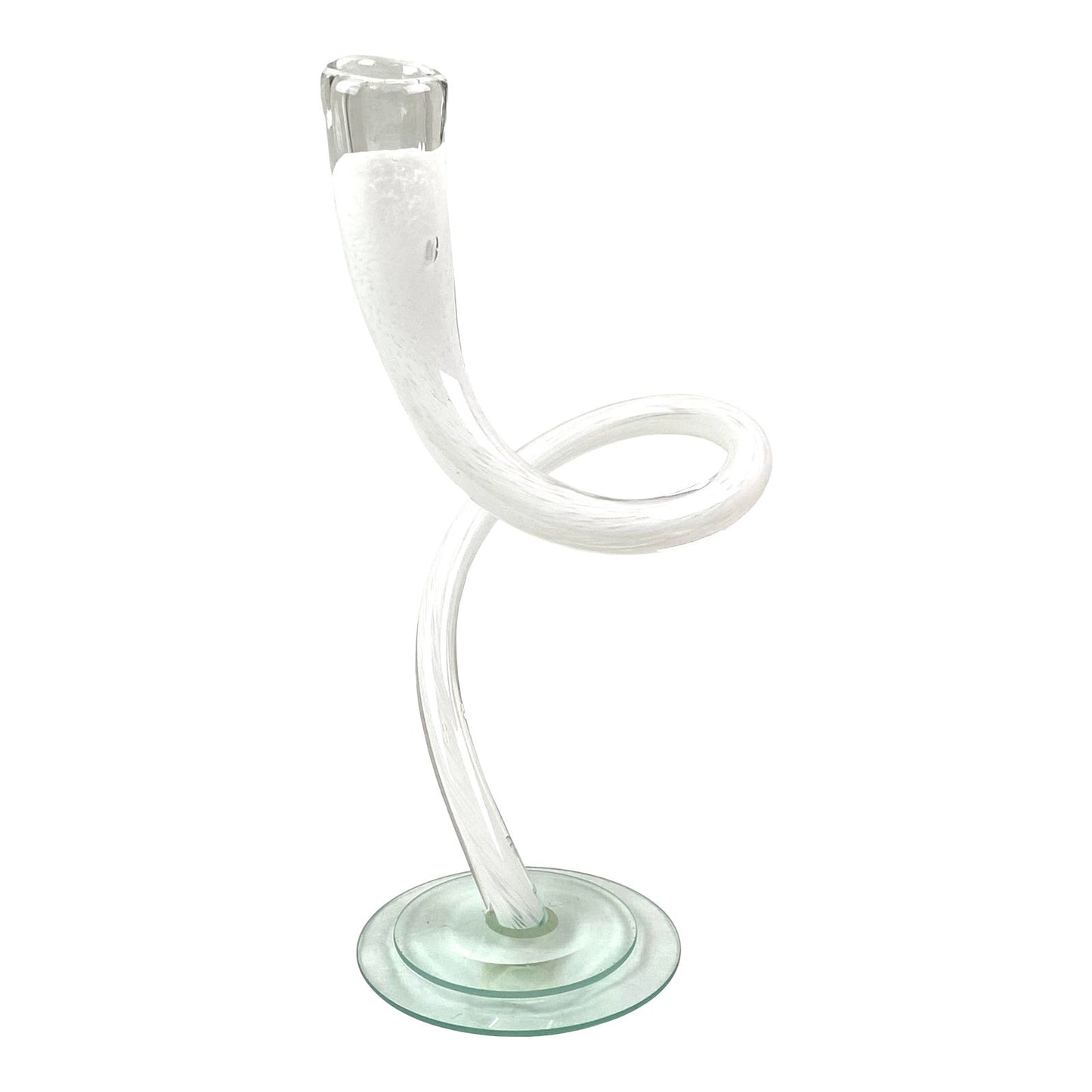 Murano White Opaque Swirl Twist Candle Holder