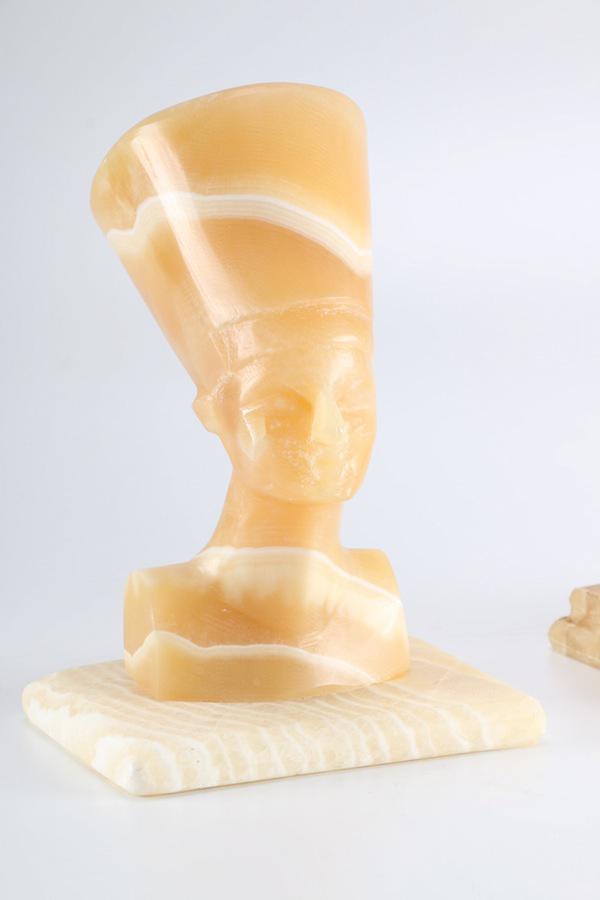 (SOLD) Neoclassical Egyptian Revival Alabaster Nefertiti Bust Greek Revival