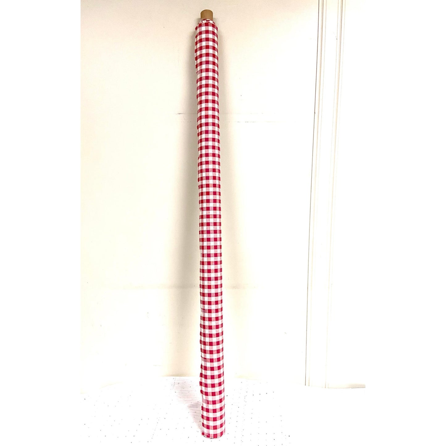 Red Checked Upholstery Fabric Remnants - 2 Pieces