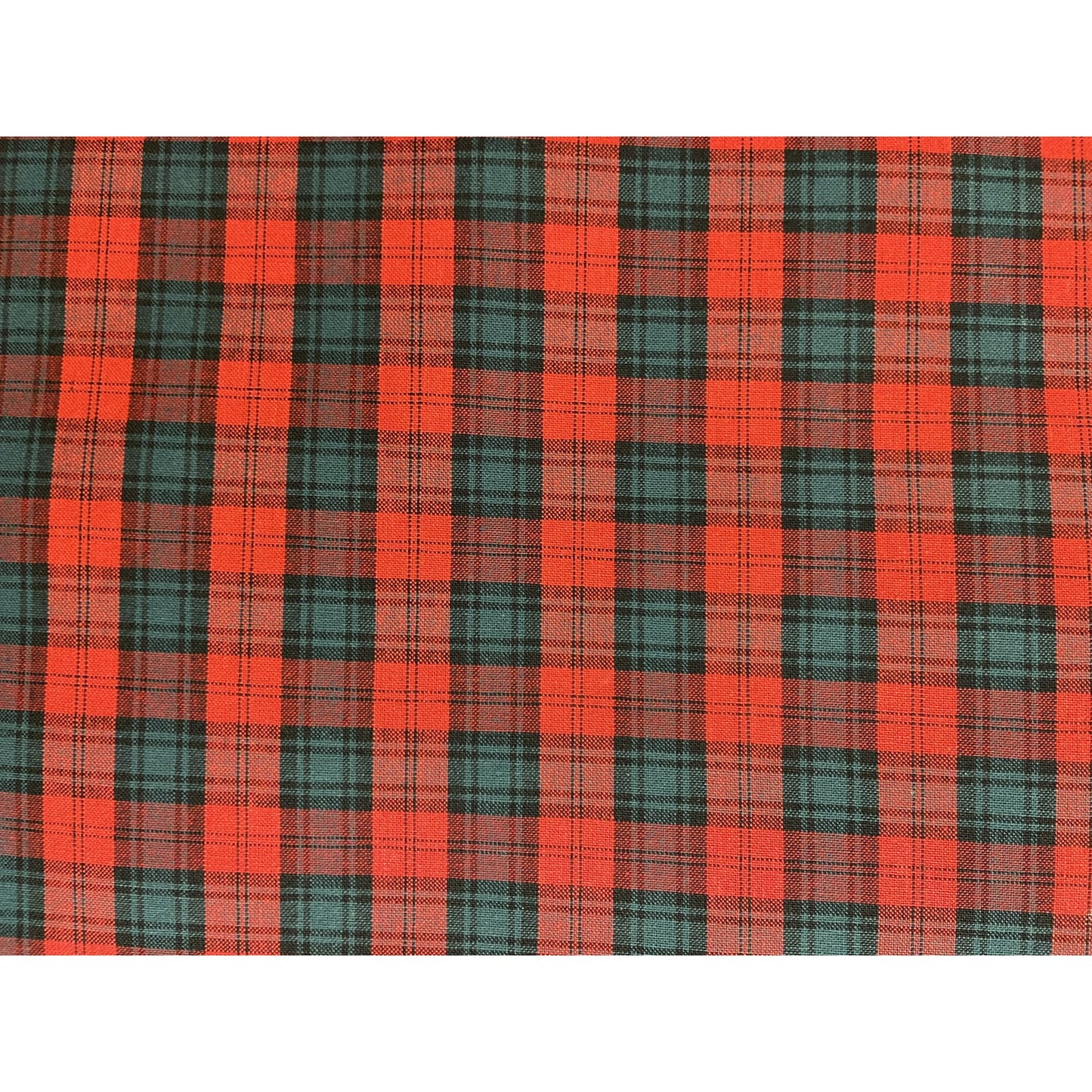 Red Green Country Farmhouse Checked Upholstery Fabric Remnants- 2 Pieces