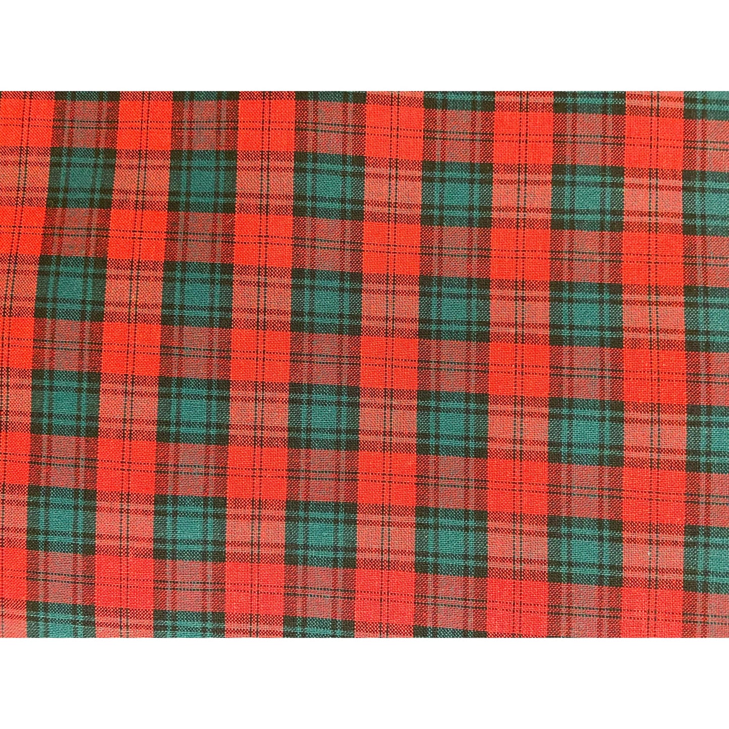 Red Green Country Farmhouse Checked Upholstery Fabric Remnants- 2 Pieces