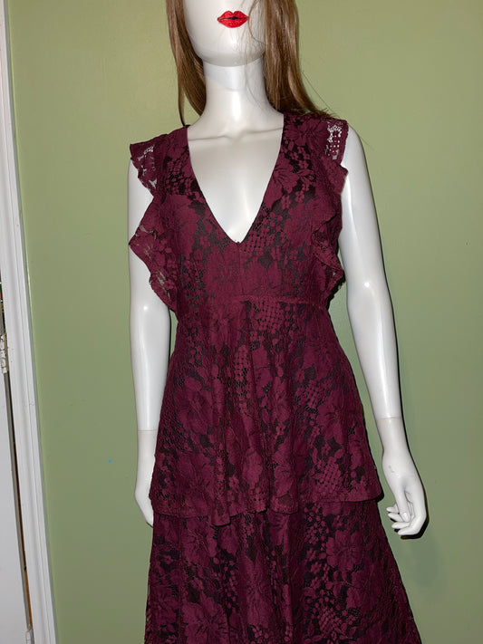 ANTIQUE STYLE DRESS RENTAL RED BURGUNDY LACE VICTORIAN GOTH WEDDING DRESS
