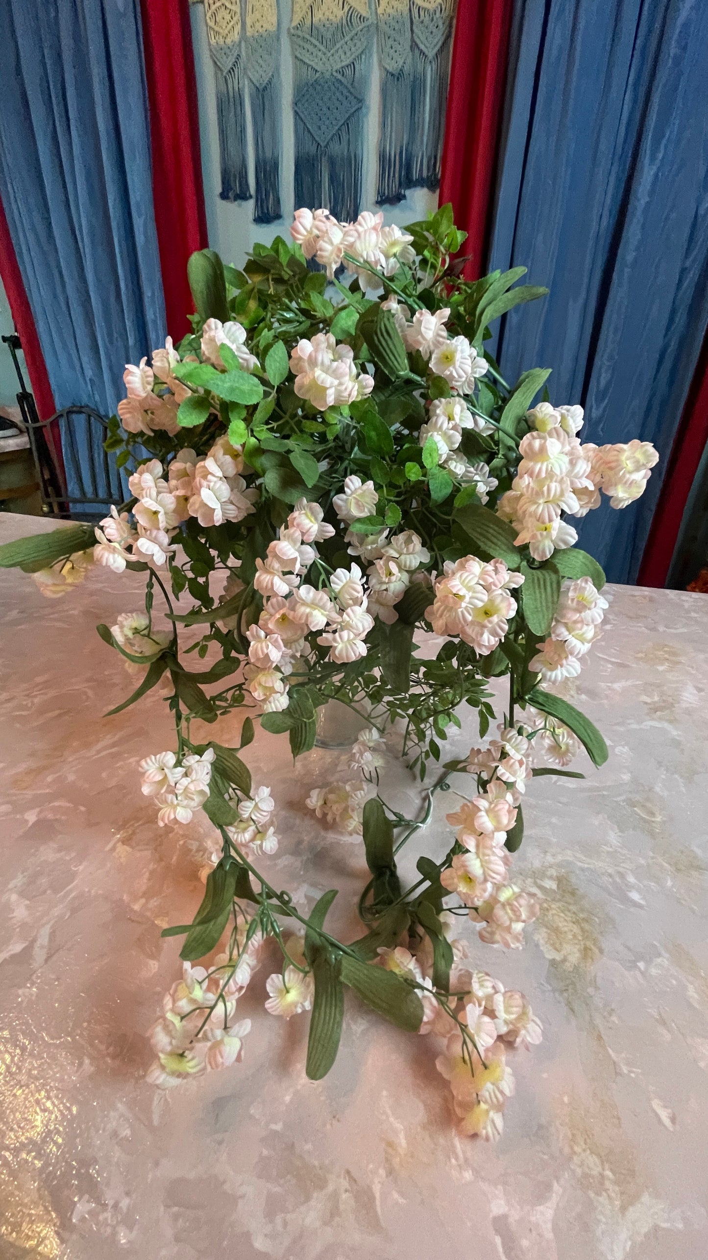 RENTAL BRIDAL BOUQUET GREENERY TINY ROSES RED PINK