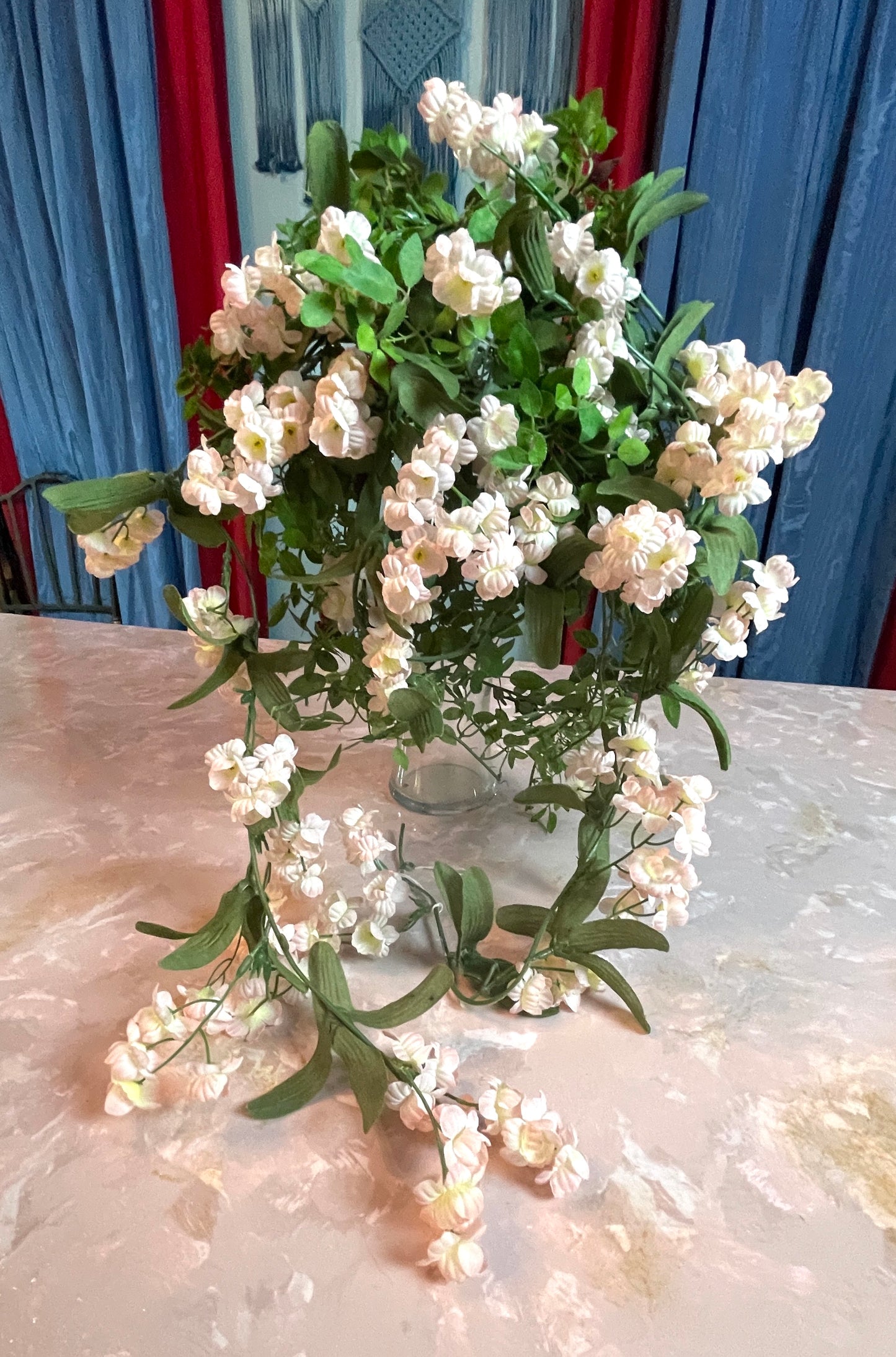 RENTAL BRIDAL BOUQUET GREENERY TINY ROSES RED PINK