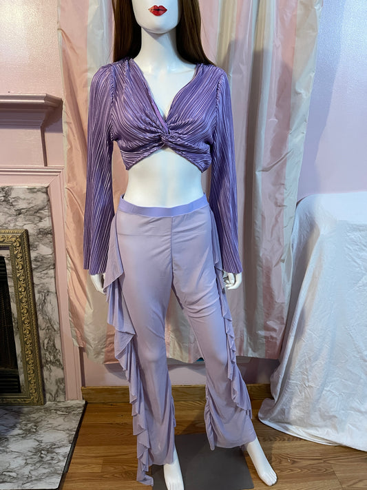 Purple Bolero midriff top with sheer pants