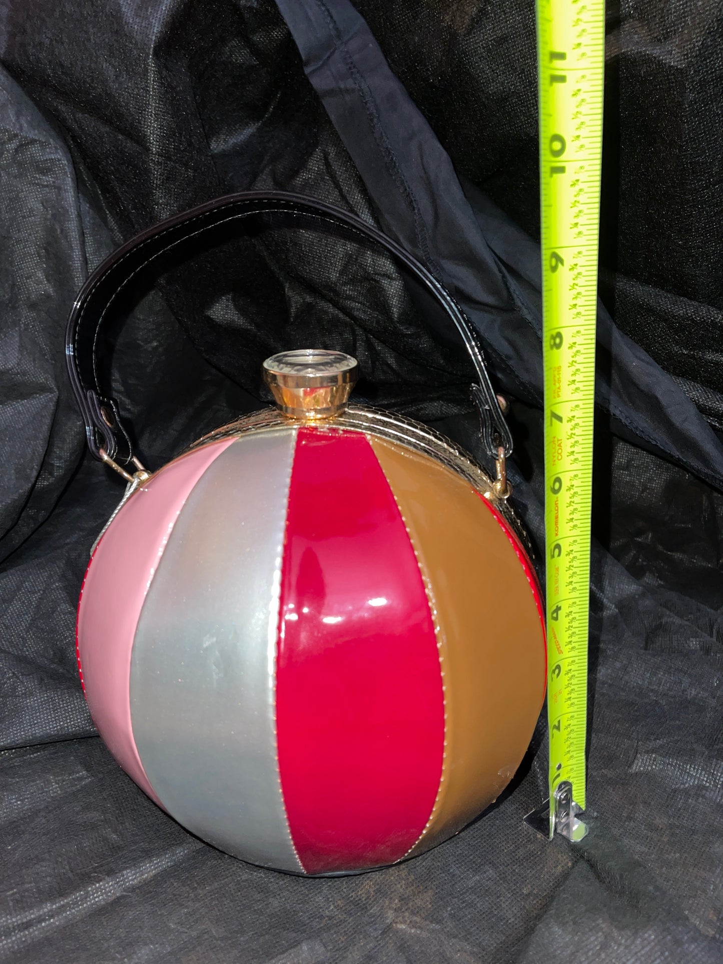 BAG RENTAL DESIGNER LEATHER STRIPED ROUND BAG VINTAGE STYLE GLAM