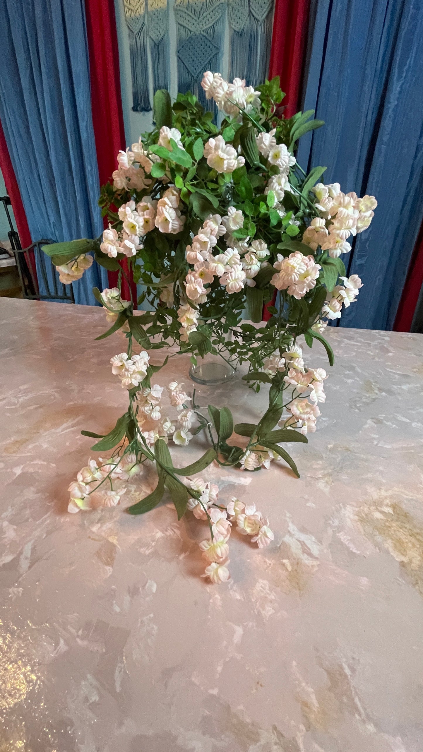 RENTAL BRIDAL BOUQUET GREENERY TINY ROSES RED PINK