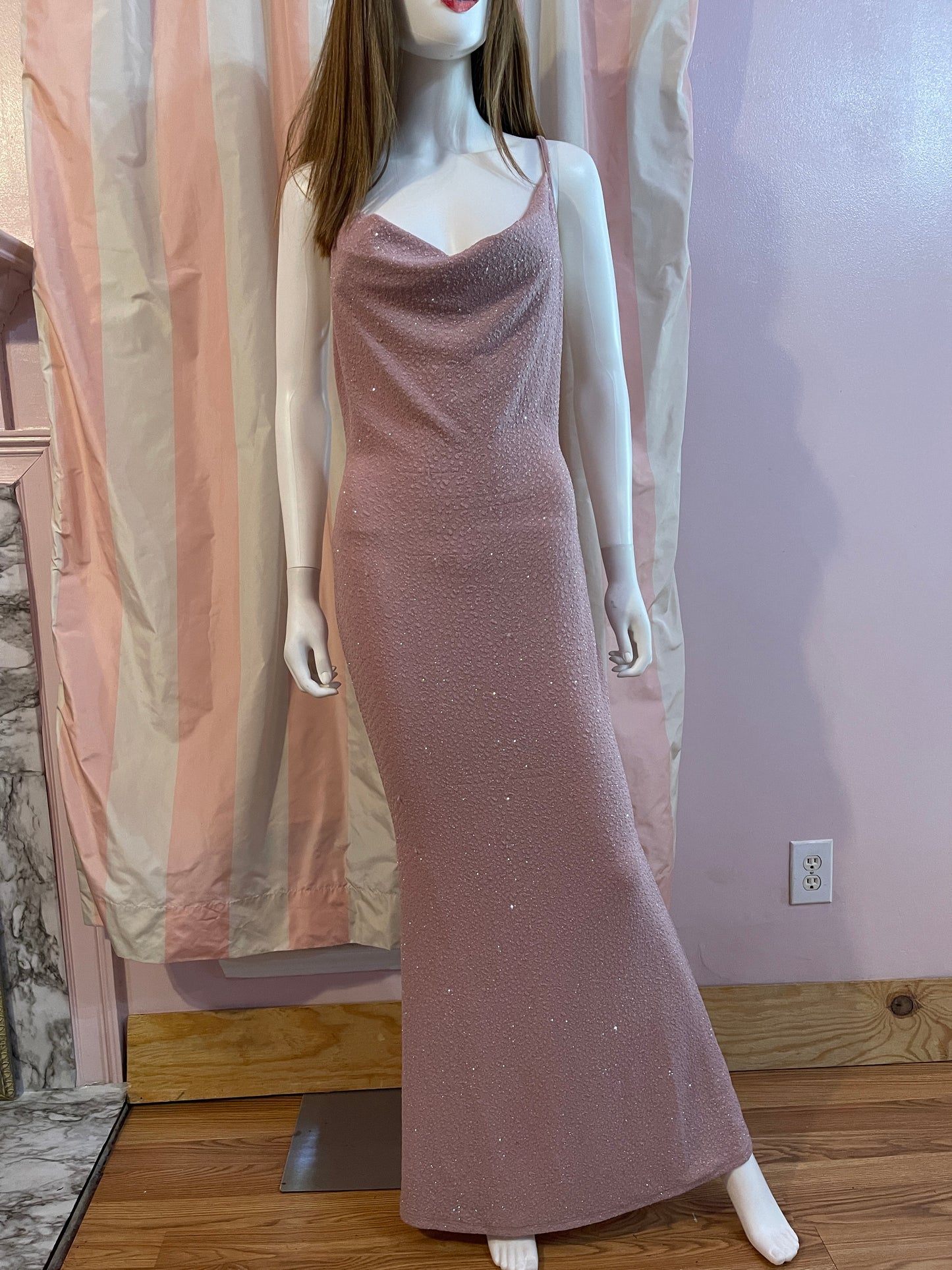 Rose Pink Glitter Stretch Dress Gown