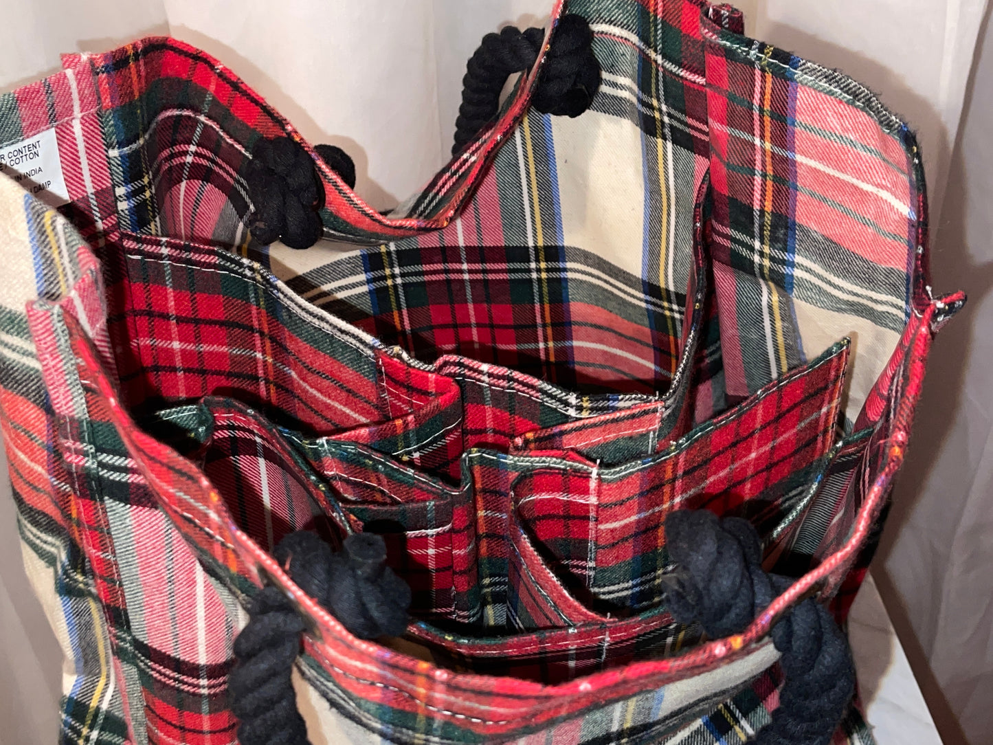 RENTAL HOLIDAY PLAID WOOL WINE BAG