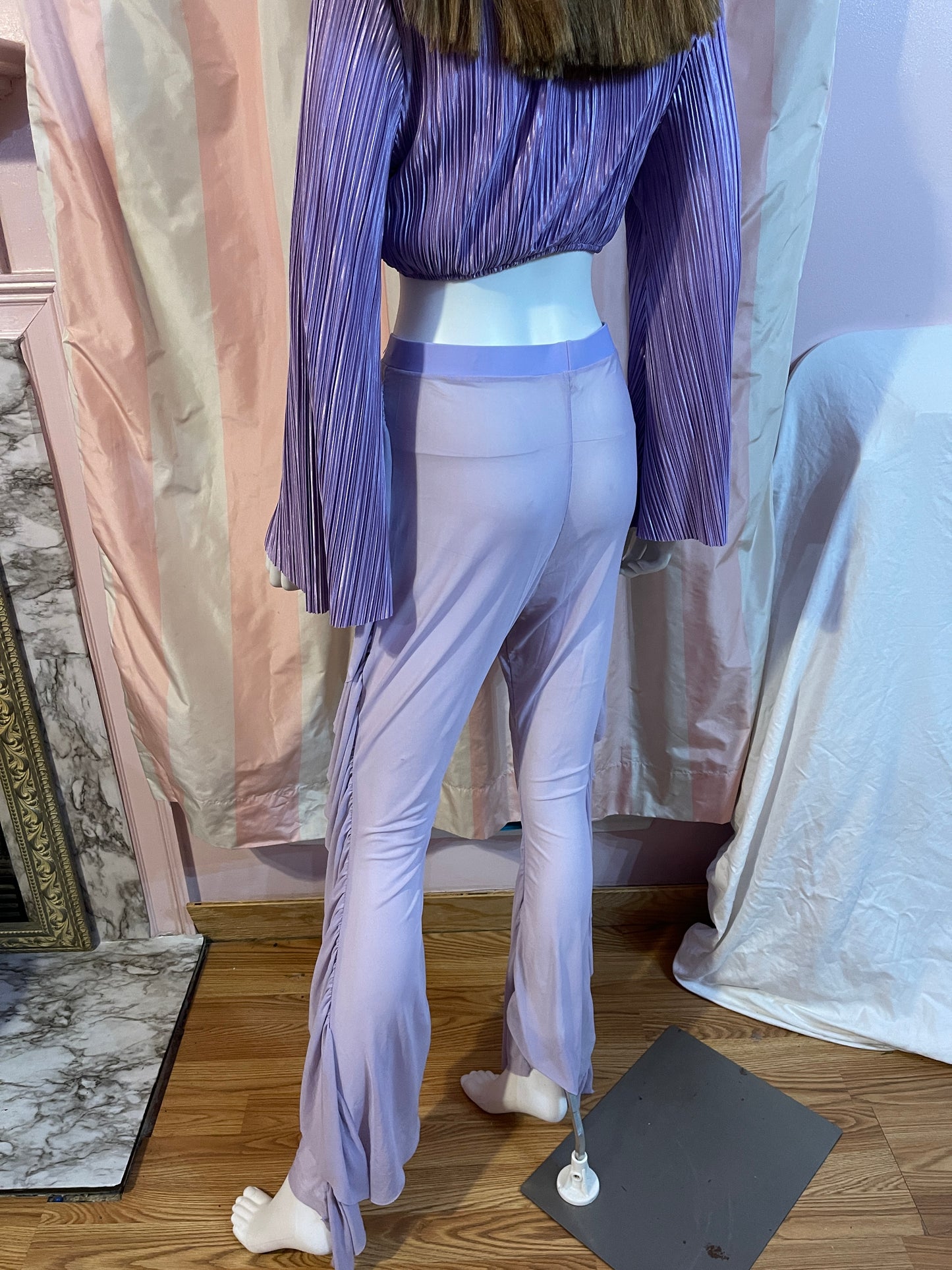 Purple Bolero midriff top with sheer pants