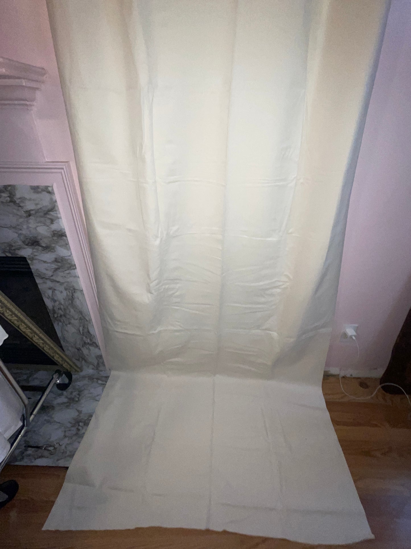 FABRIC RENTAL CREAM WHITE COTTON VELVET FABRIC PANEL