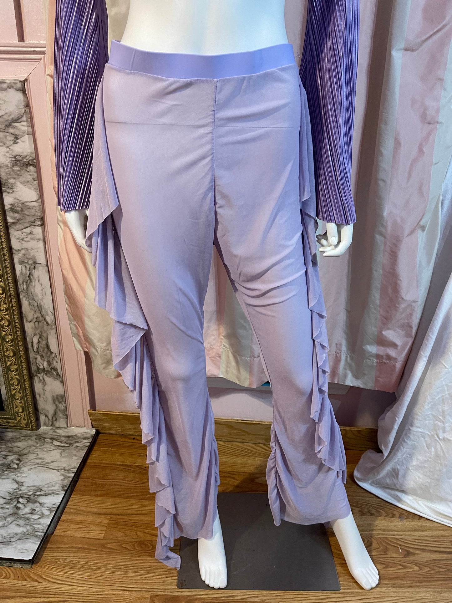 Purple Bolero midriff top with sheer pants