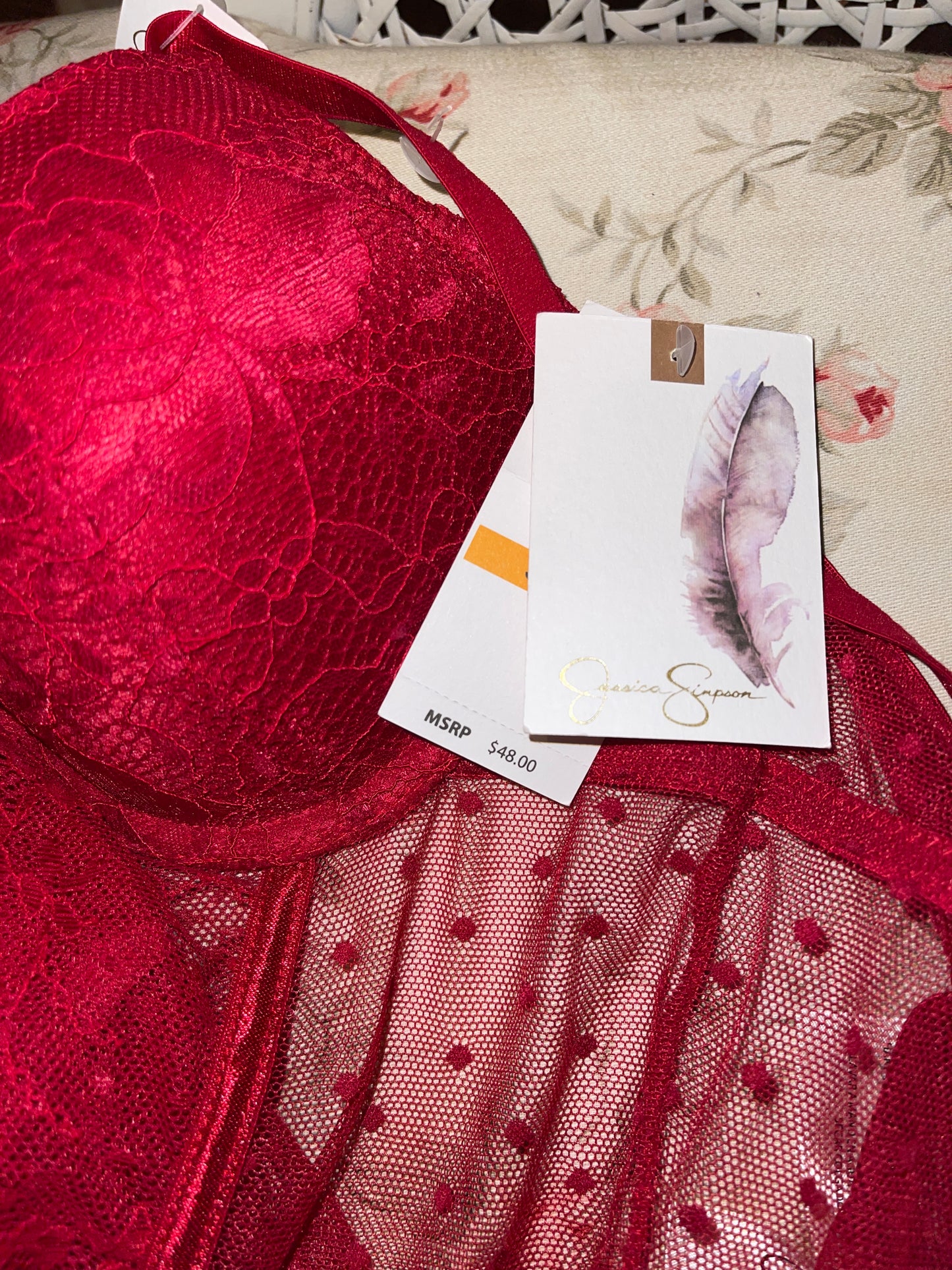BUY NOW - RED SHEER LACE LINGERIE BODYSUIT FRENCH lace padded bra