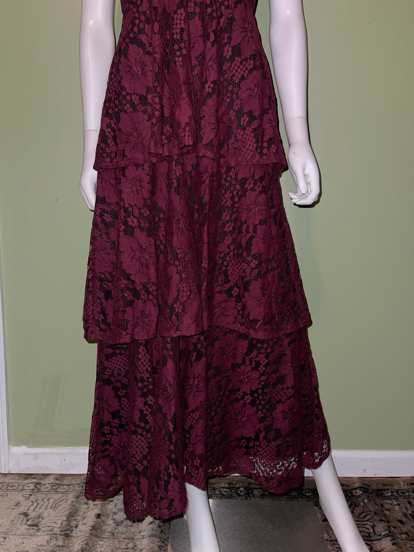 ANTIQUE STYLE DRESS RENTAL RED BURGUNDY LACE VICTORIAN GOTH WEDDING DRESS