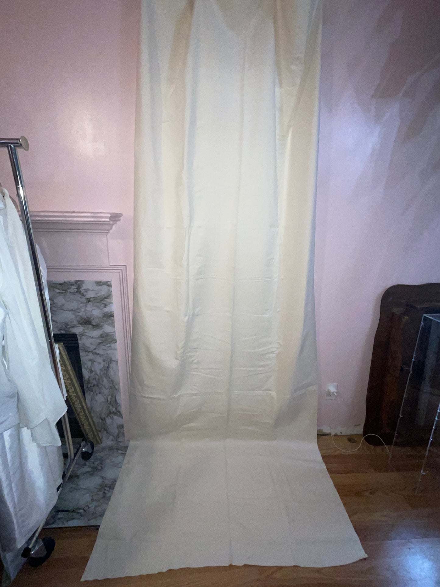 FABRIC RENTAL CREAM WHITE COTTON VELVET FABRIC PANEL