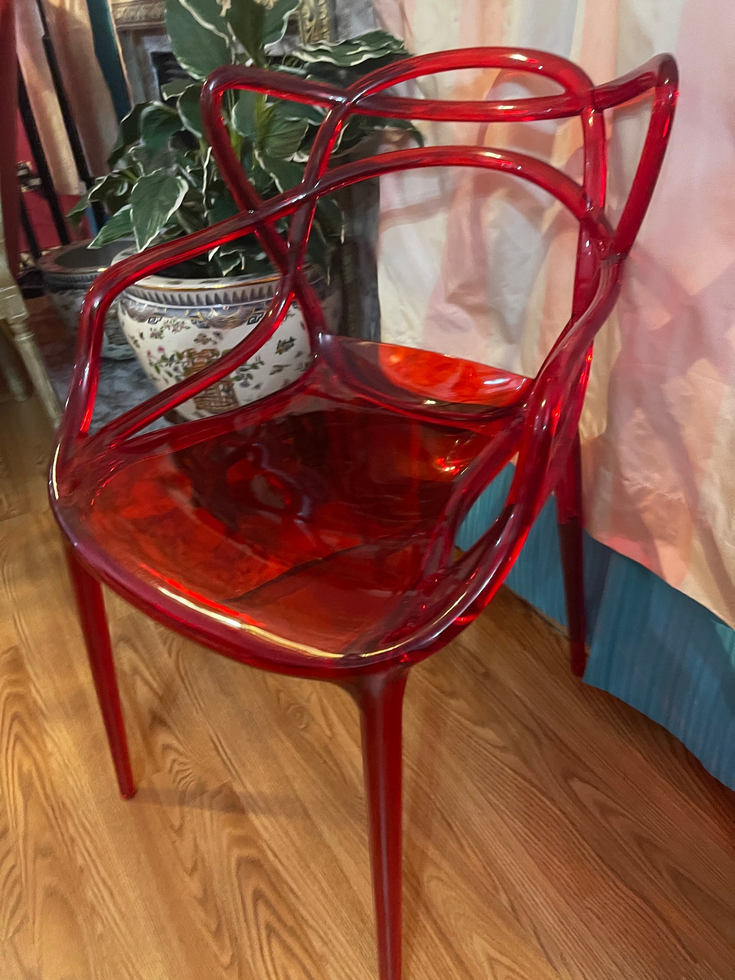 SOLD RED MODERN ACRYLIC CHAIR