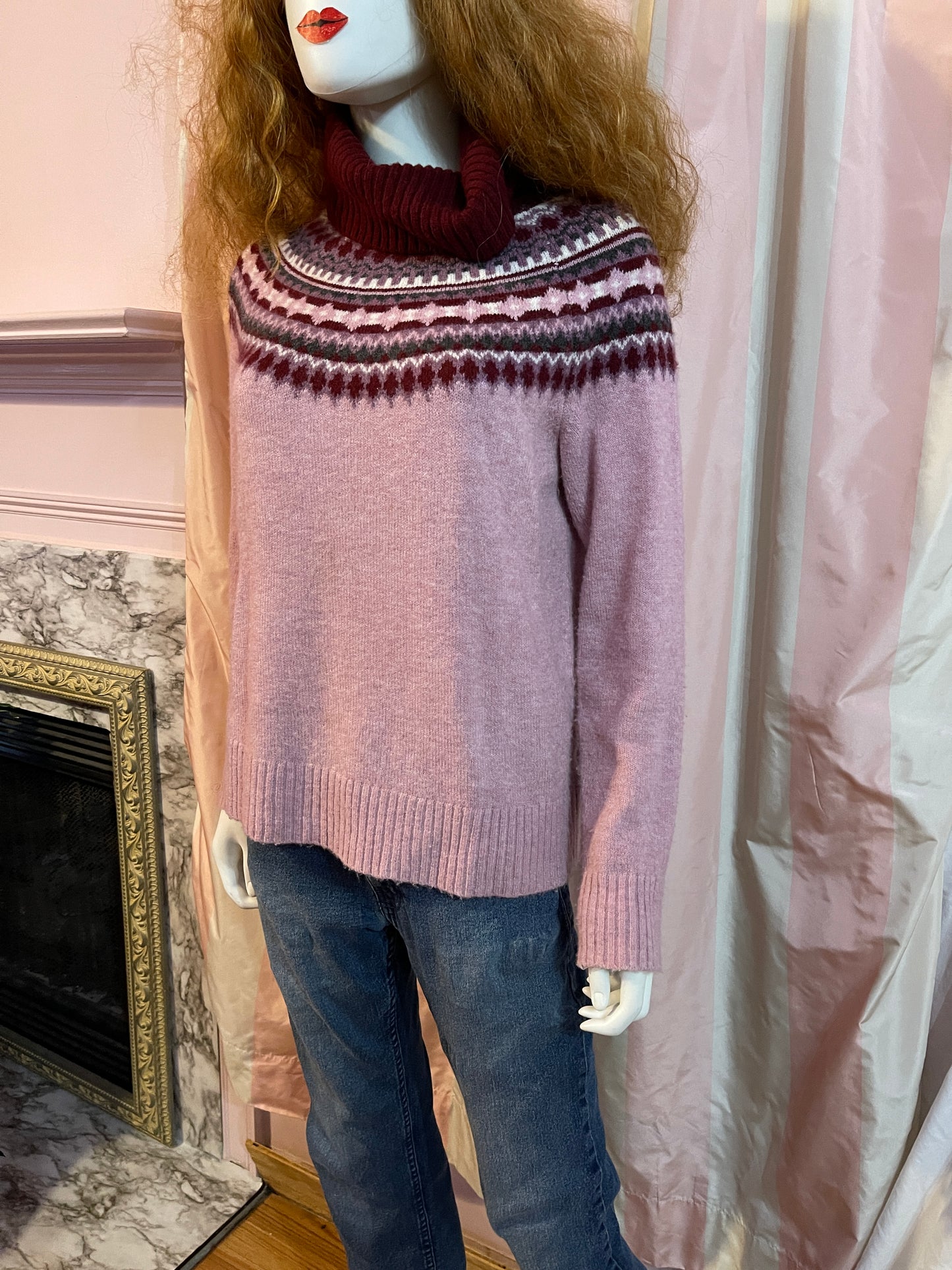 Pink Sweater, Distressed Jeans