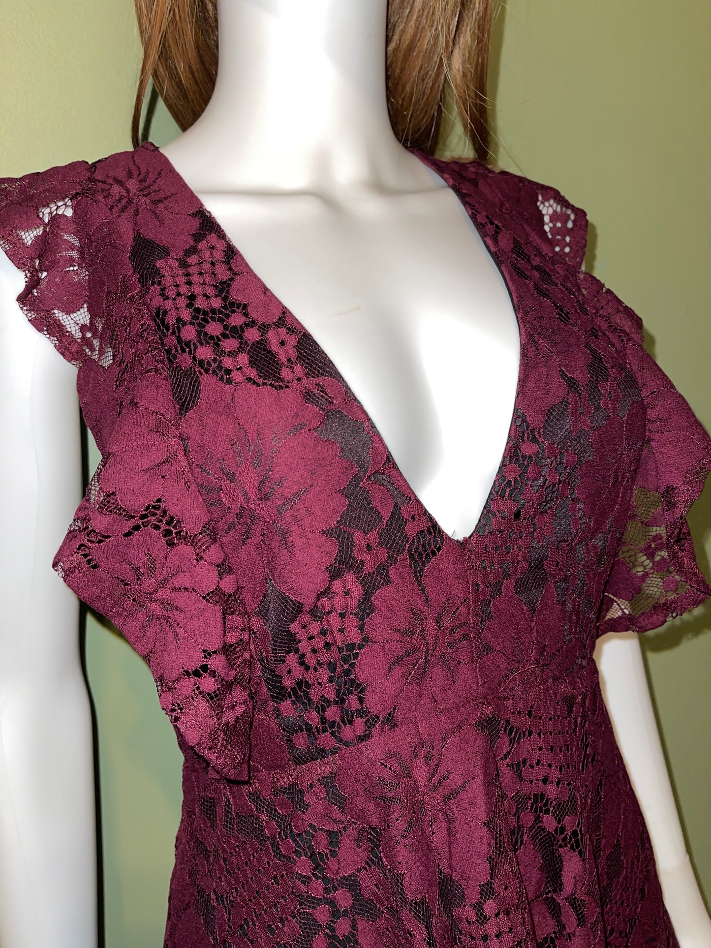 ANTIQUE STYLE DRESS RENTAL RED BURGUNDY LACE VICTORIAN GOTH WEDDING DRESS