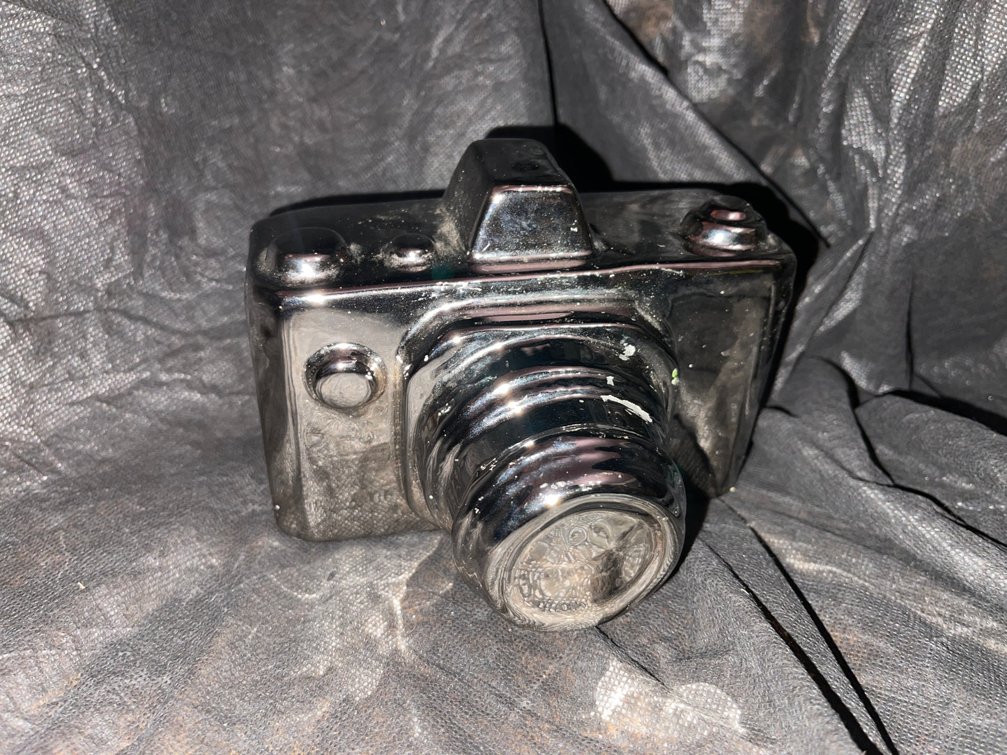 RENTAL FAUX SILVER CAMERA PROP CERAMIC