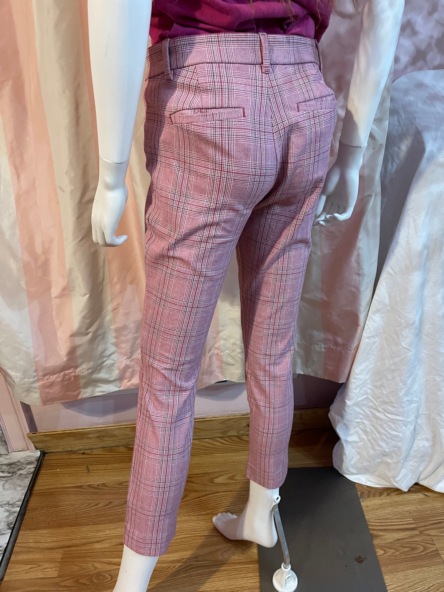 Pink Polo with Pink plaid trousers