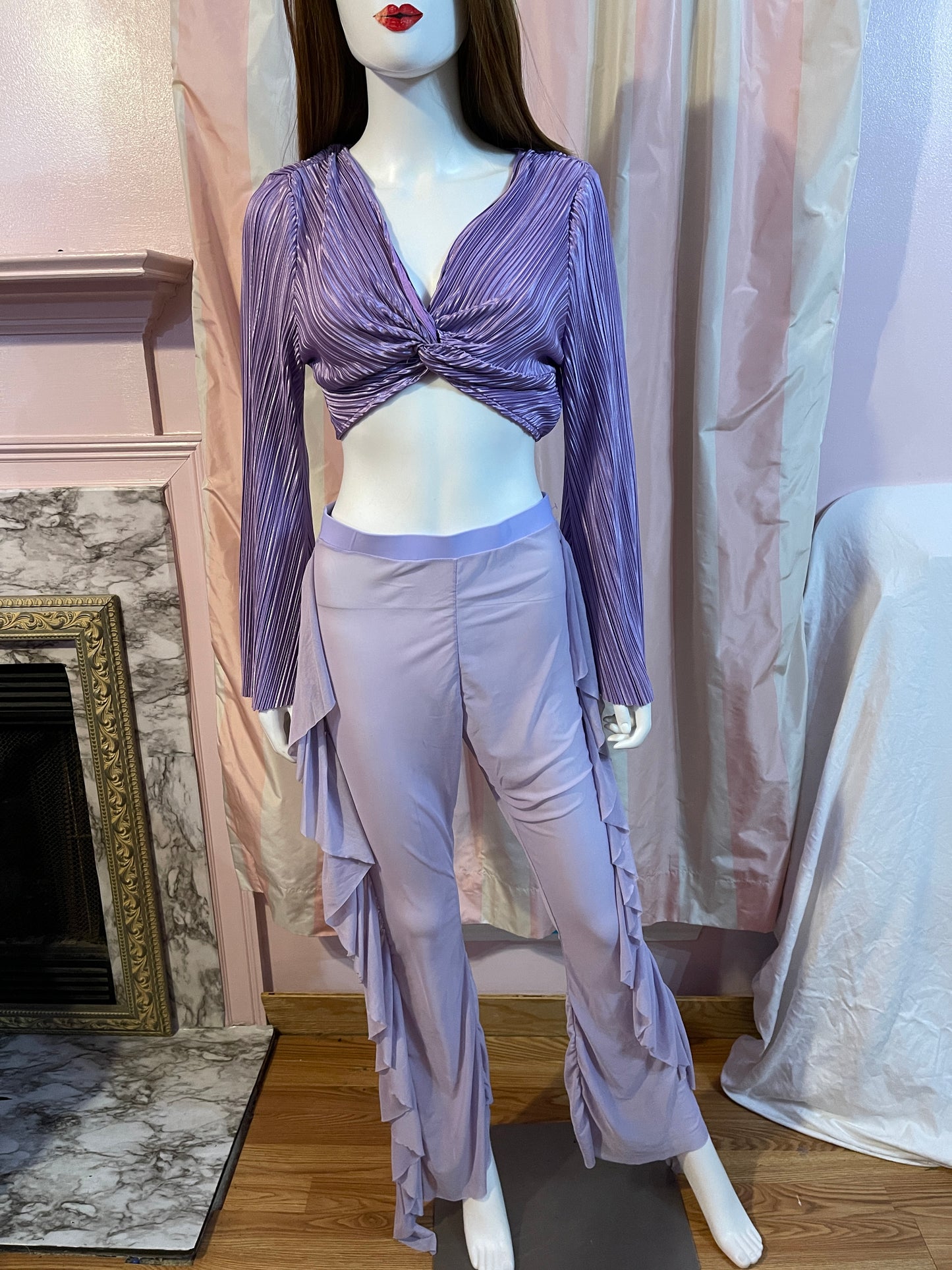 Purple Bolero midriff top with sheer pants