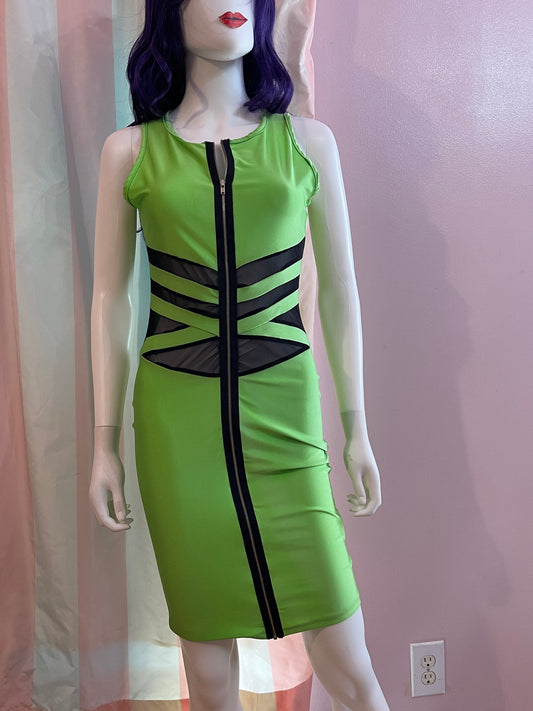 Green Black Sheer Club Bodycon Dress