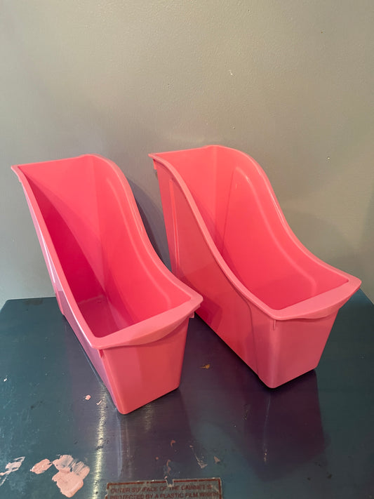 Pink Plastic File Organization Boxes