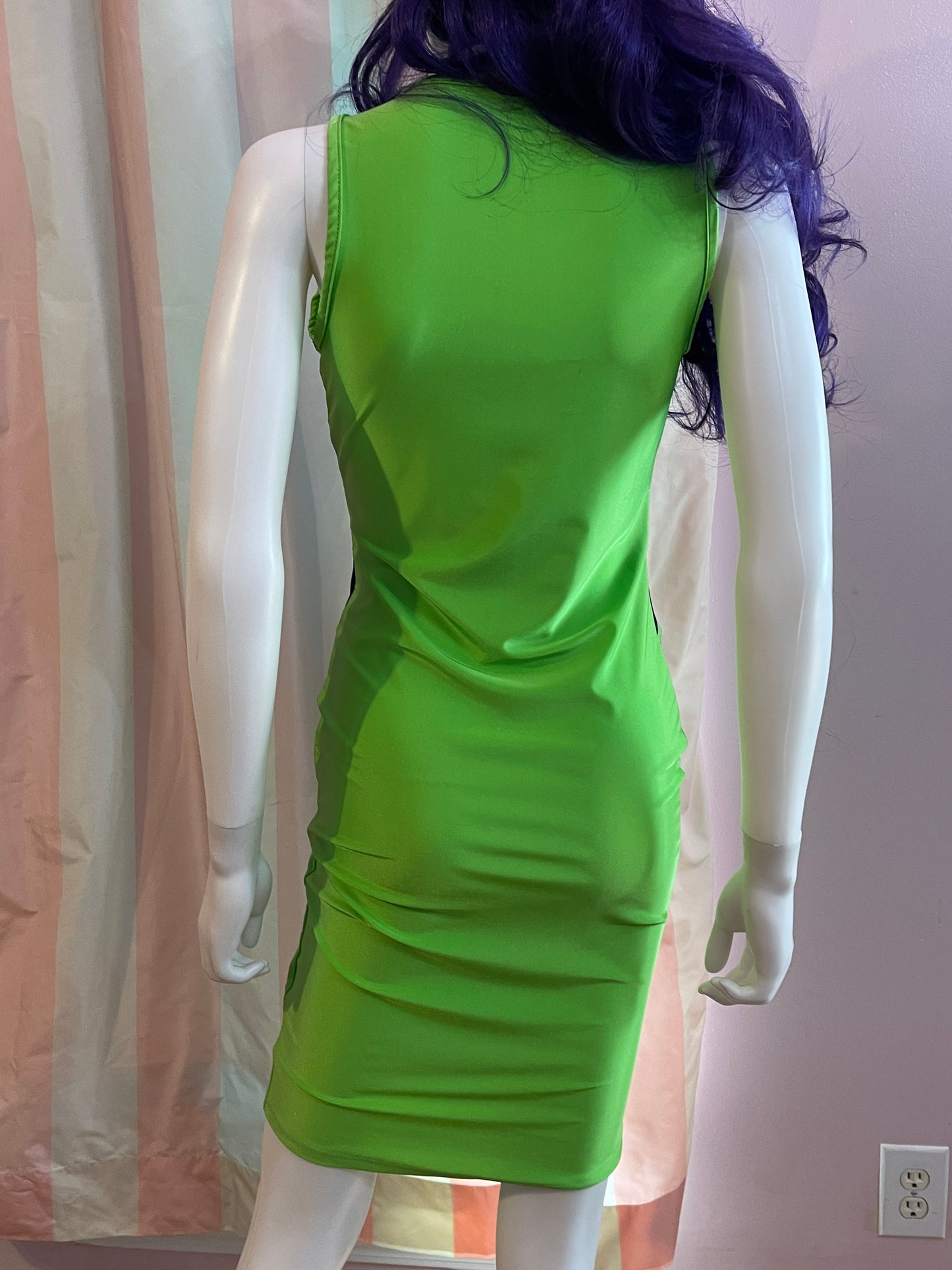 Green Black Sheer Club Bodycon Dress