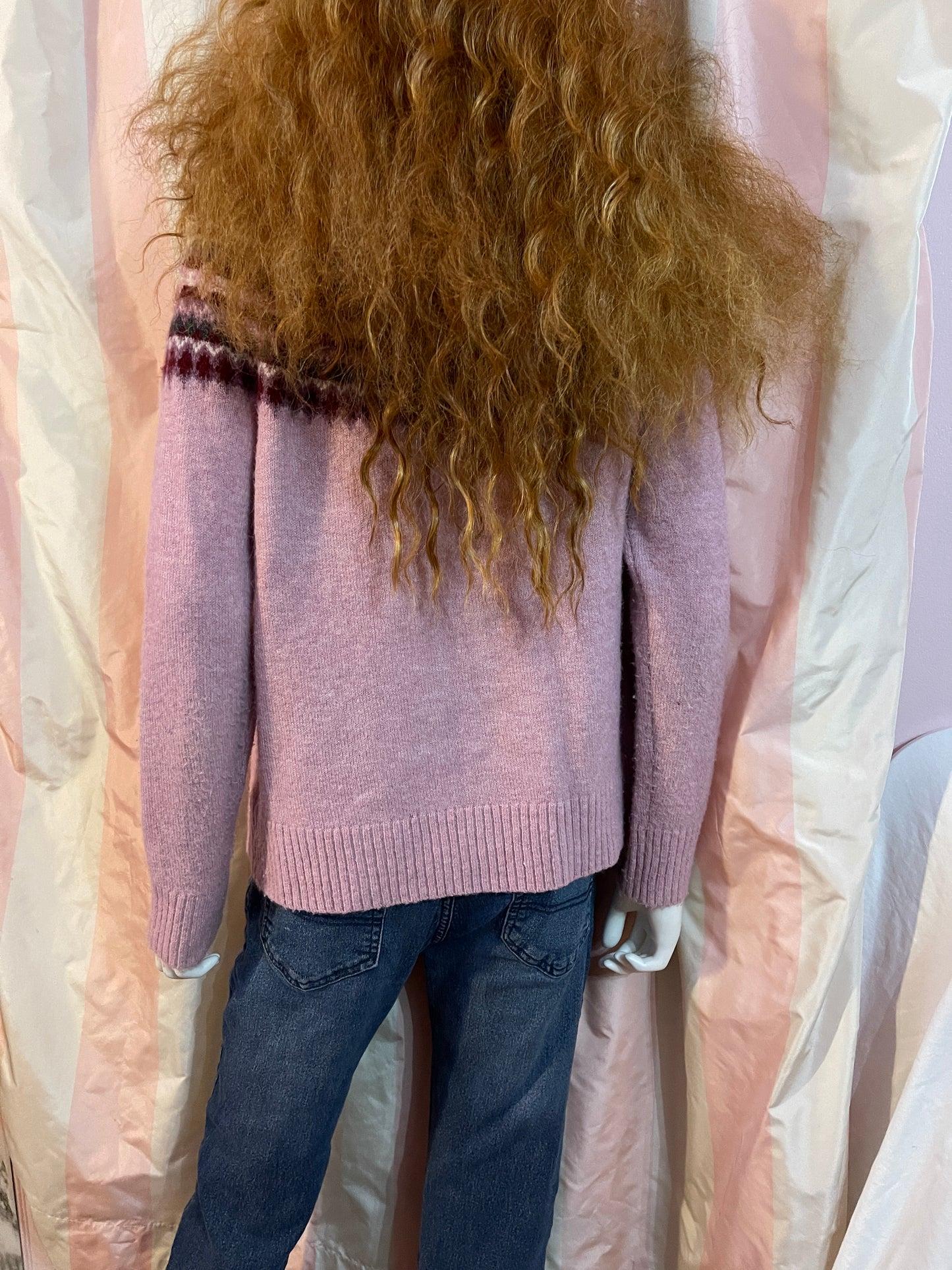 Pink Sweater, Distressed Jeans