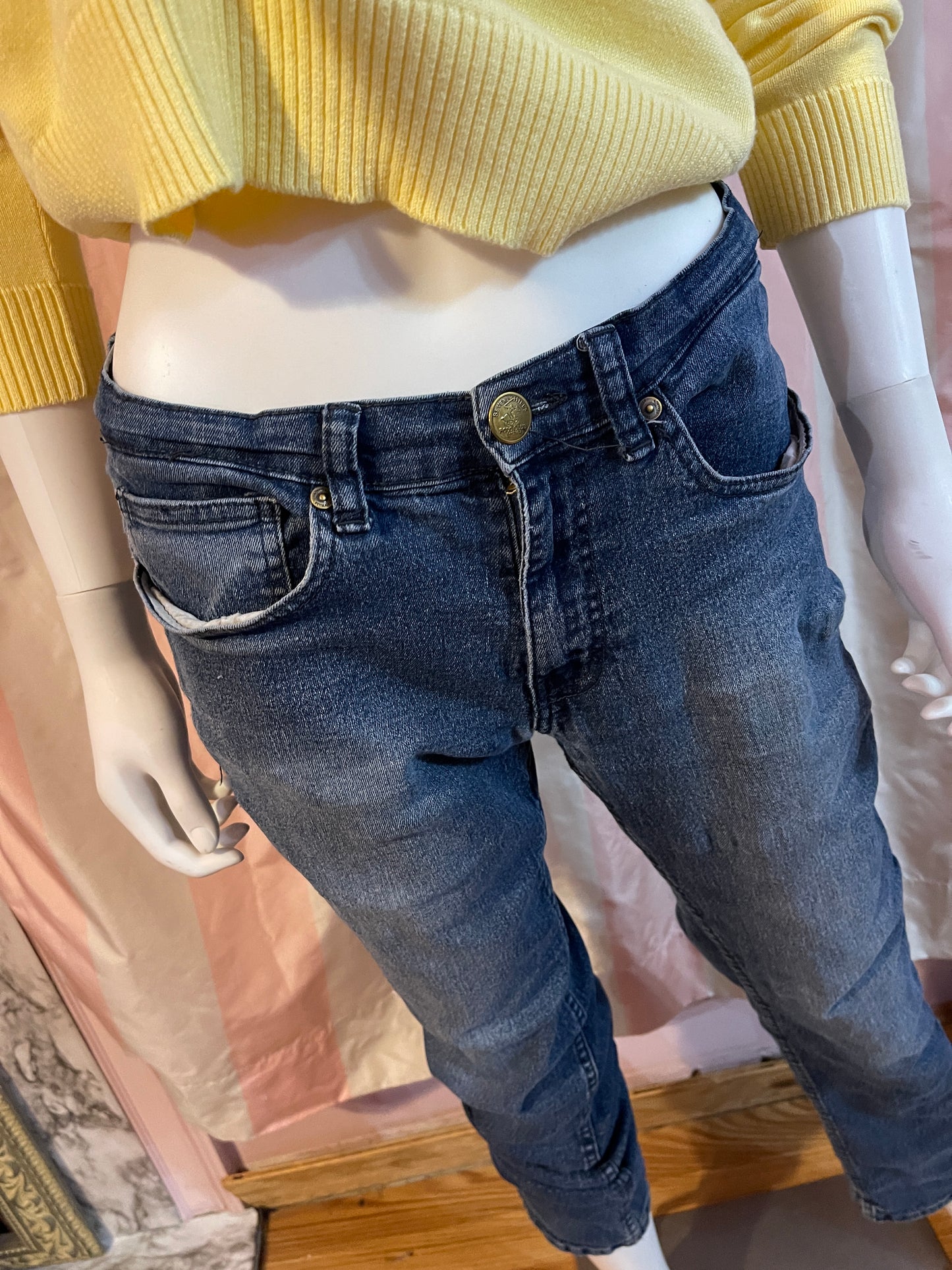 Yellow cotton sweater zip front