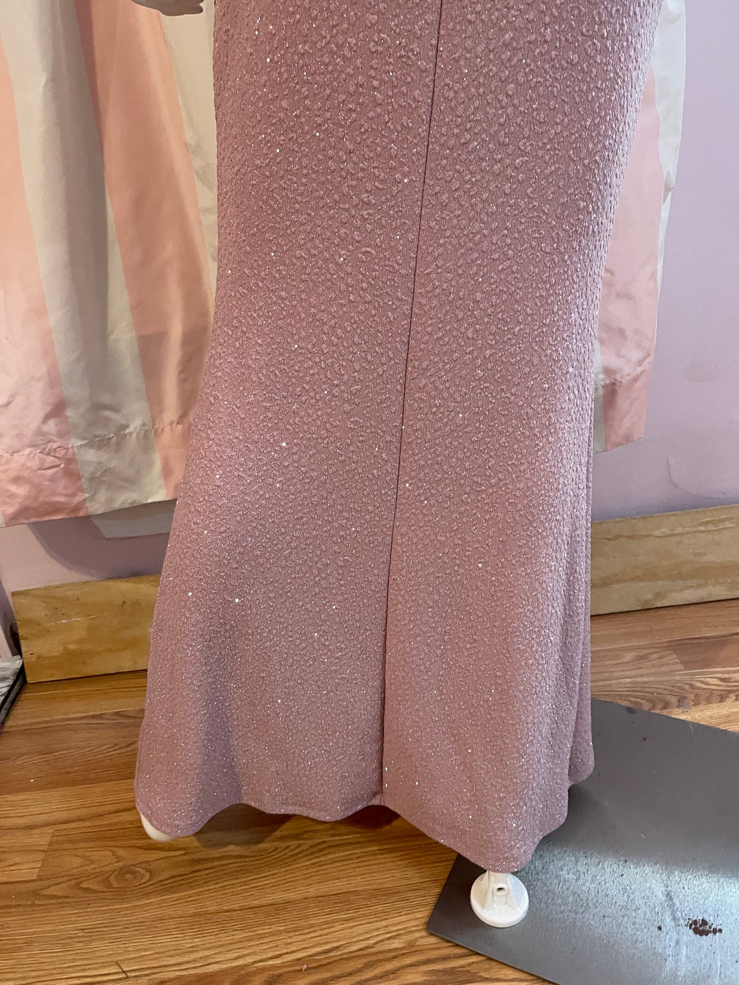 Rose Pink Glitter Stretch Dress Gown