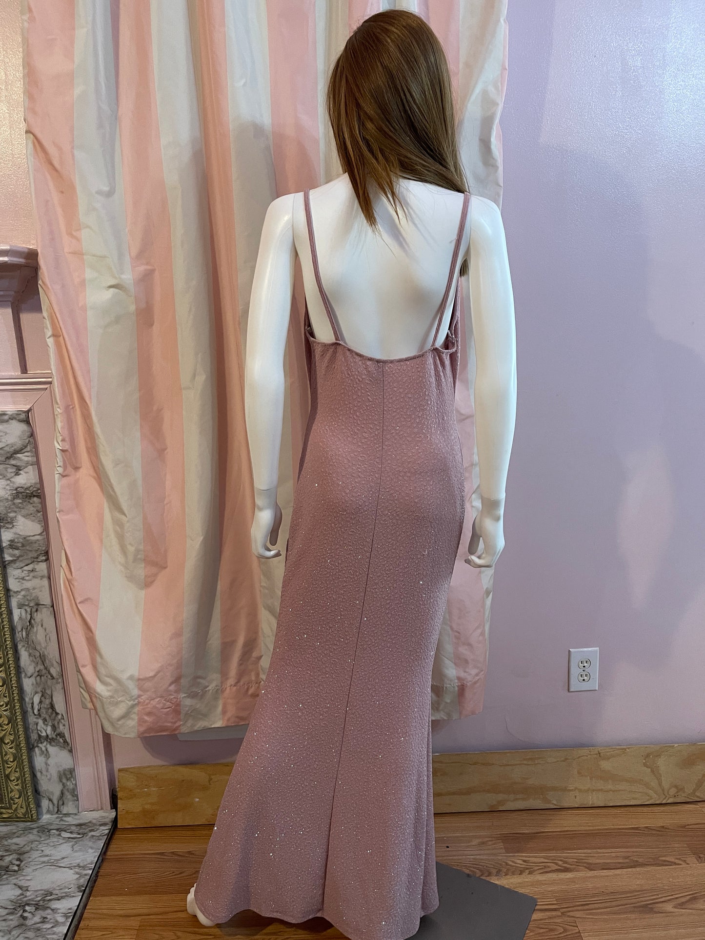 Rose Pink Glitter Stretch Dress Gown