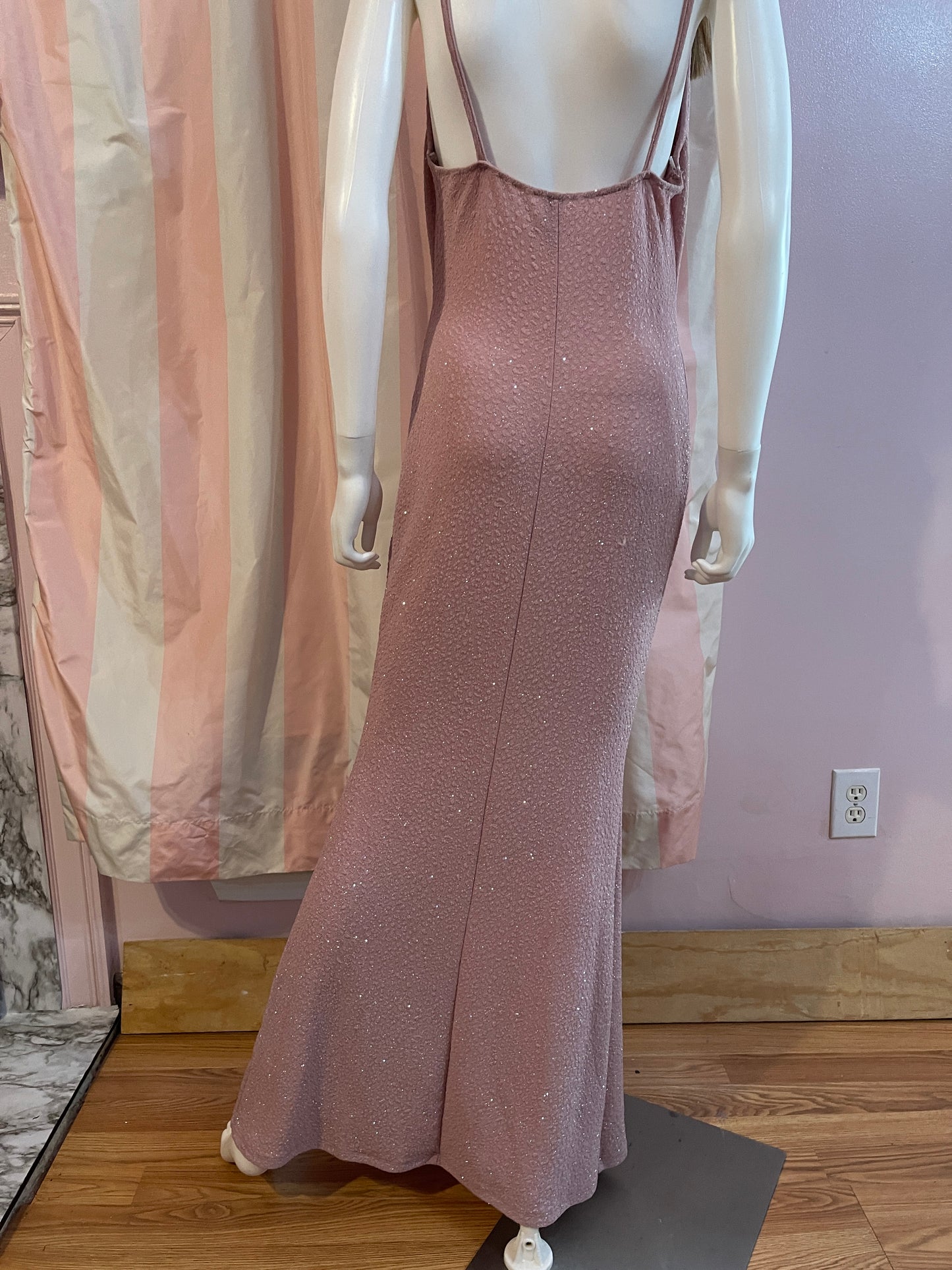 Rose Pink Glitter Stretch Dress Gown
