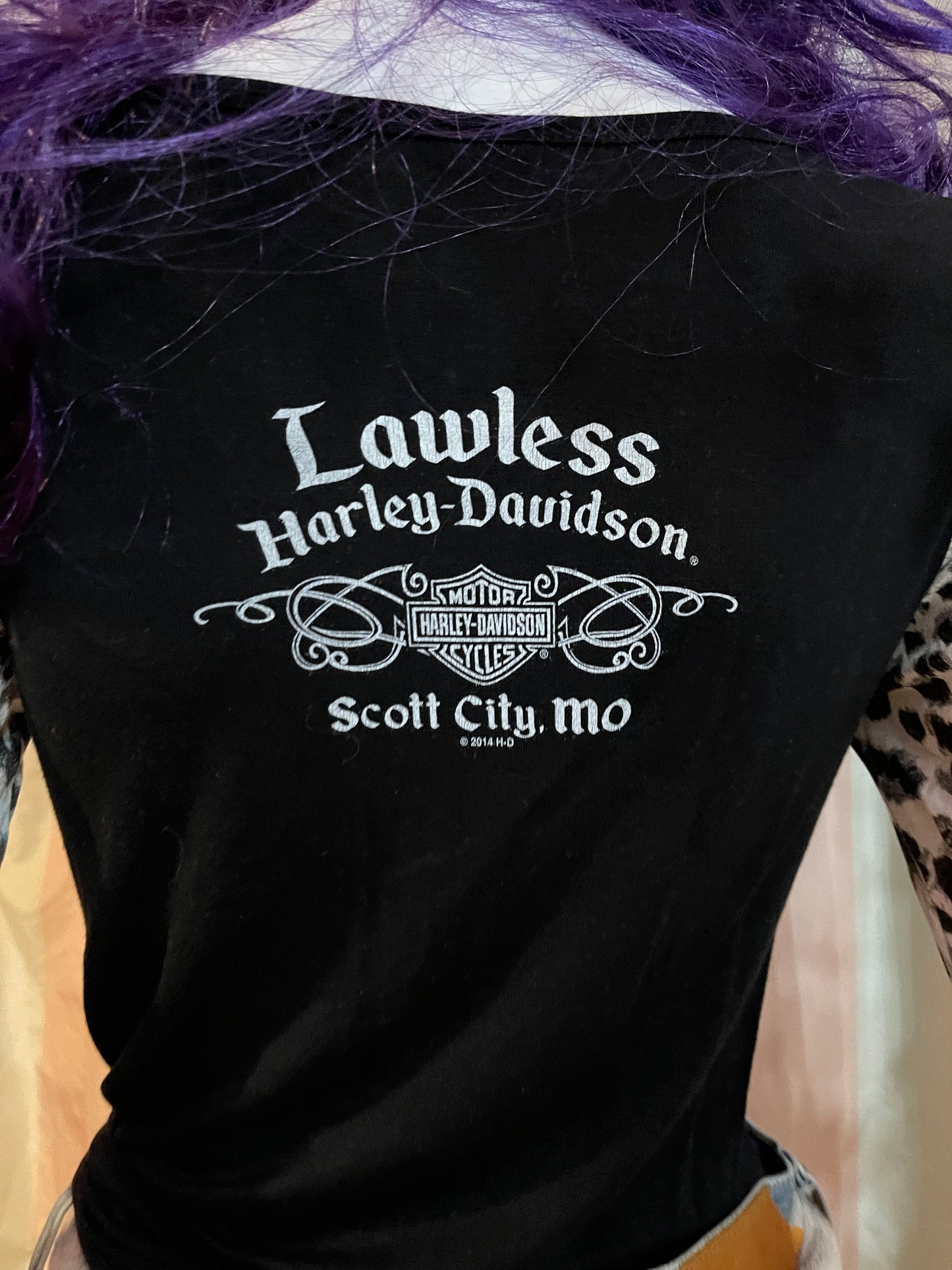Black Harley Animal Print Tee Shirt Top